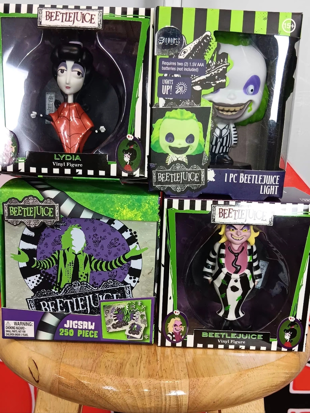 Disney Beetlejuice Collectible Set with Green, Purple, Black, White Accents